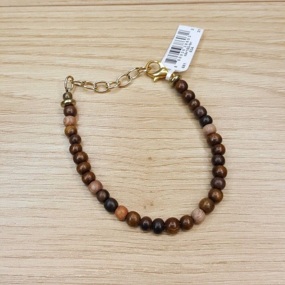 MONOTYPE Jonathan Meizler Bracelet Mens Brown Wood Bead Adjustable DYLAN $125